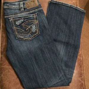 Silver dark wash bootcut jeans 👖